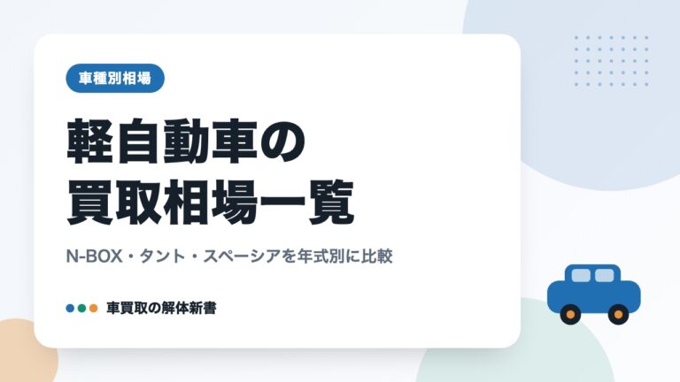 軽自動車の買取相場一覧｜N-BOX・タント・スペーシアを年式別に比較